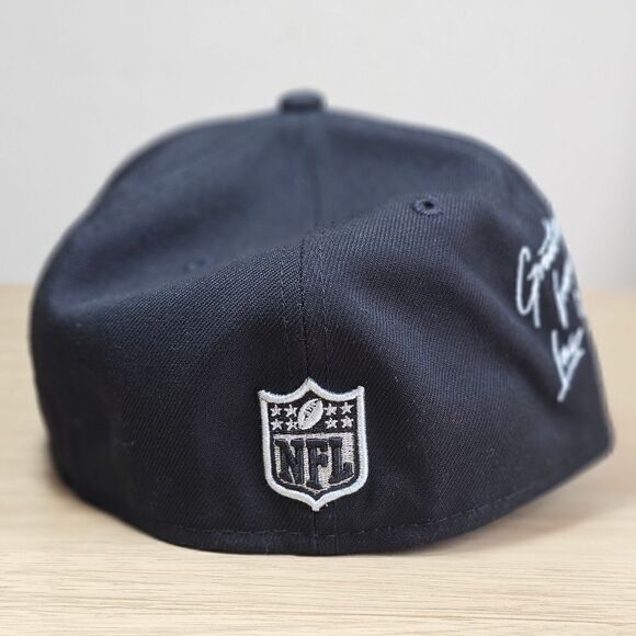 Las Vegas Raiders New Era Cloud Icons Fitted Hat 59FIFTY 7 1/8 Black Silver NFL - Picture 9 of 14